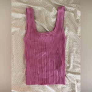 H&M Divided Ribbed Tank Top Women’s Medium Pink Sleeveless Stretch Knit